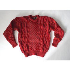 VTG Club Room Fsherman Wool Sweater Red Medium